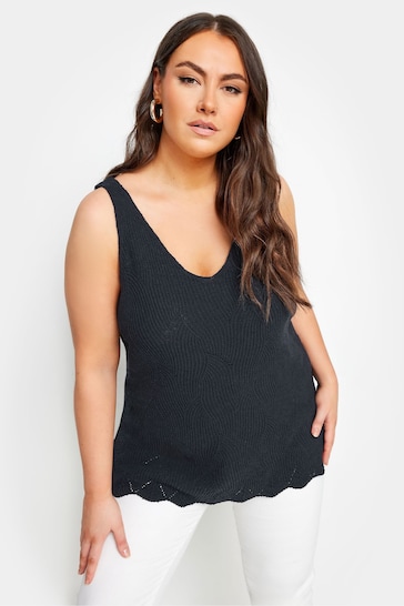 Yours Curve Blue Scallop Hem Vest