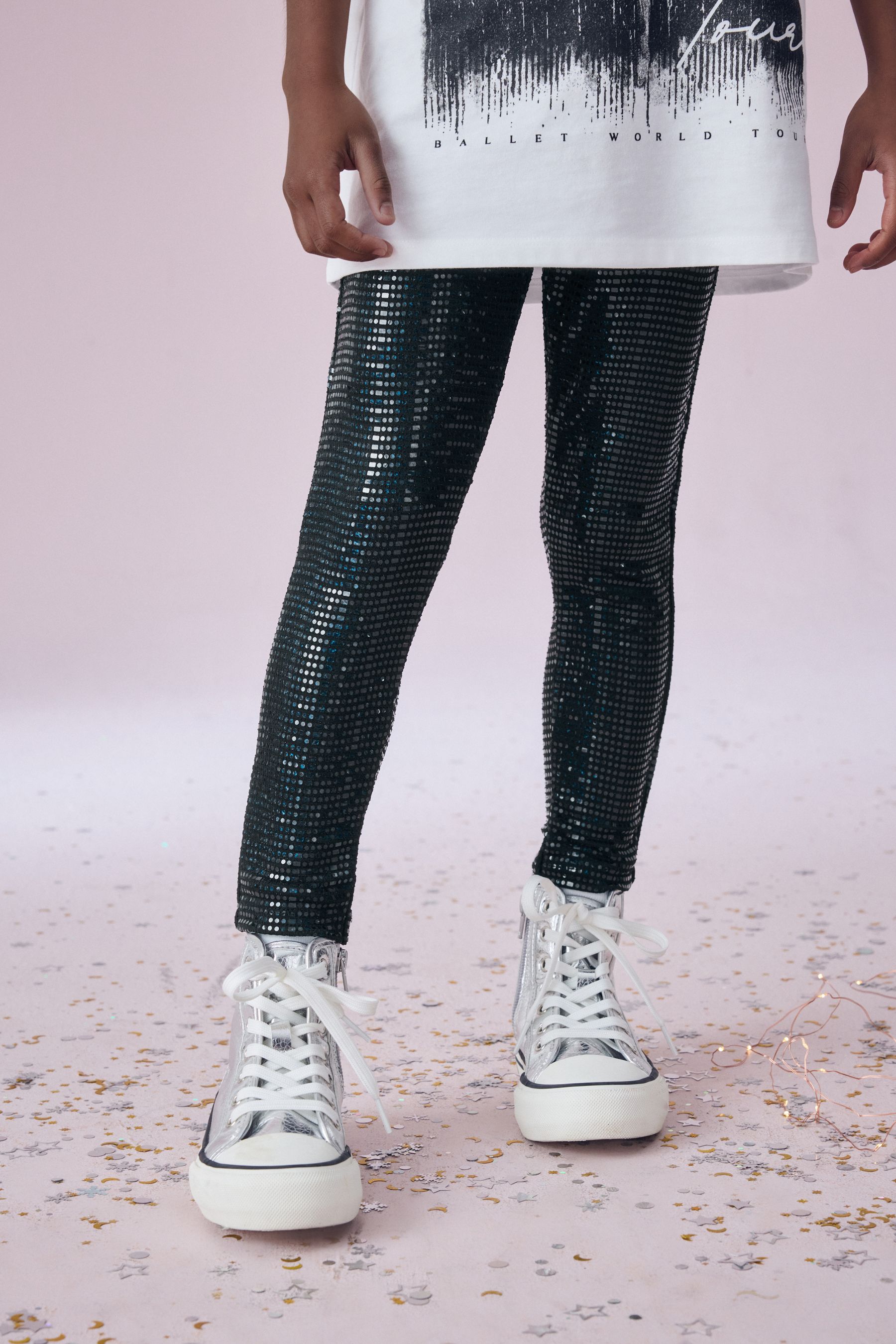 Buy Black Sequin Leggings 3 16yrs from the Next UK online shop