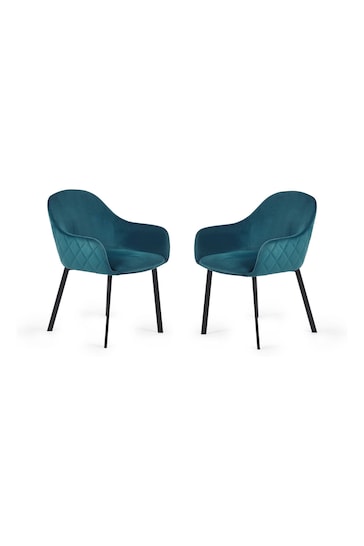 Julian Bowen Set of 2 Blue Lima Dining Chairs