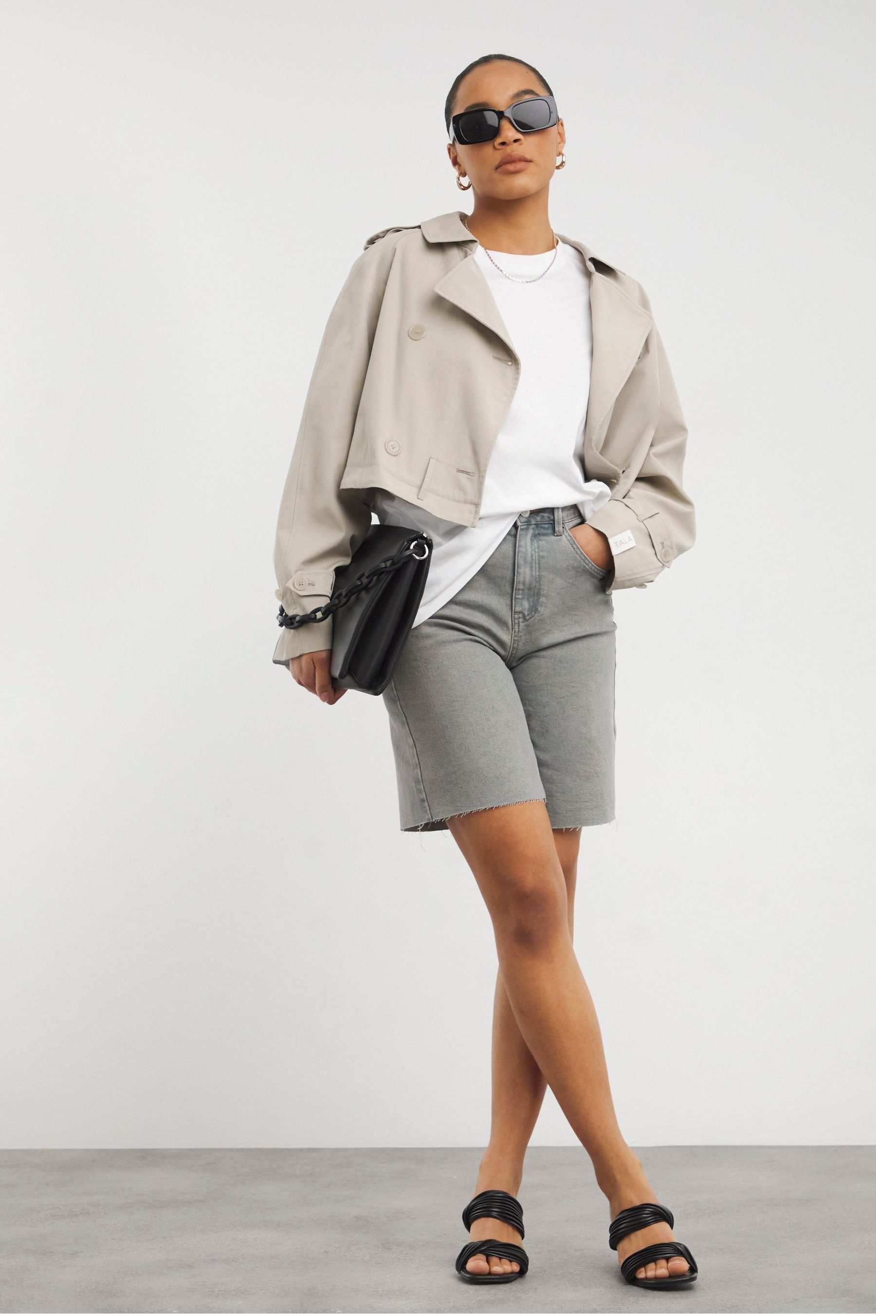 Simply Be Blue Washed Denim Bermuda Shorts