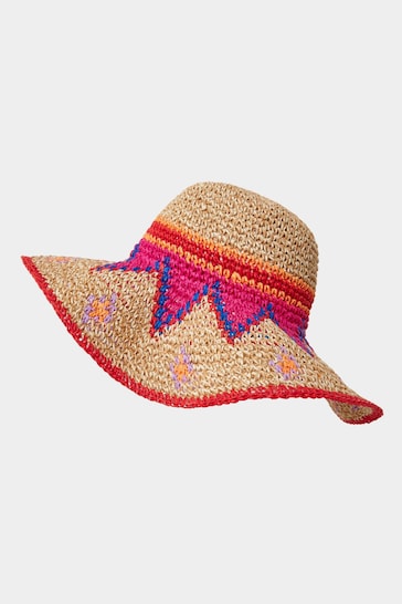 Joe Browns Natural Colourful Sun Burst Floppy Straw Hat