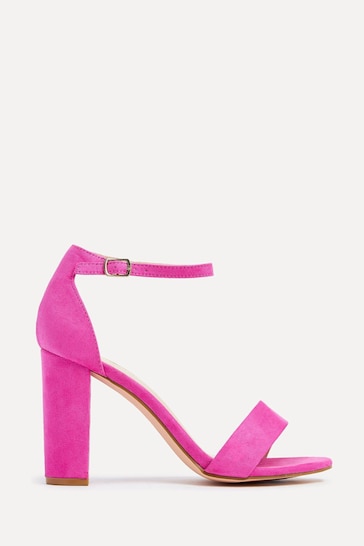 Linzi Pink Nelly Faux Suede Barely There Block Heeled Sandals