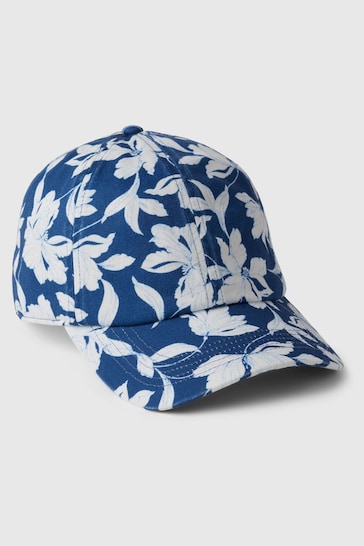 Gap Blue Floral Organic Cotton Washed Baseball Hat