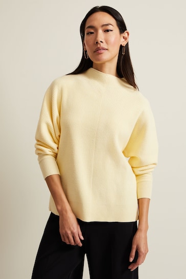 Phase Eight Yellow Hannah Funnel Neck Jumper