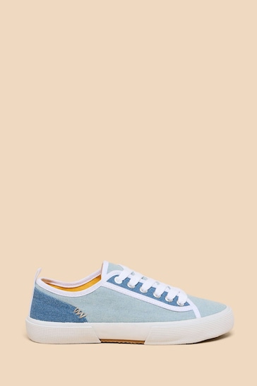 White Stuff Blue Pippa Canvas Lace-Up Trainers