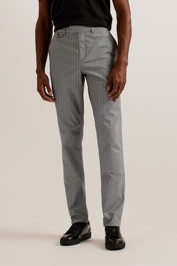 Ted Baker Grey Turney Slim Fit Dobby Chino Trousers