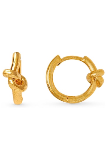 Orelia London 18k Gold Plating Polished Knot Huggie Hoops Earrings