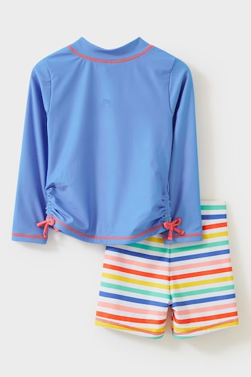 Crew Clothing Company Rash Vest and Rainbow Stripes Swim Shorts Set