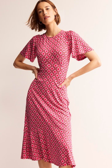 Boden Pink Petite Felicity Jersey Midi Tea Dress