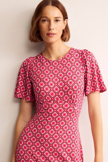 Boden Pink Petite Felicity Jersey Midi Tea Dress