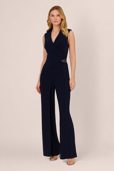 Adrianna Papell Blue Jersey Jumpsuit