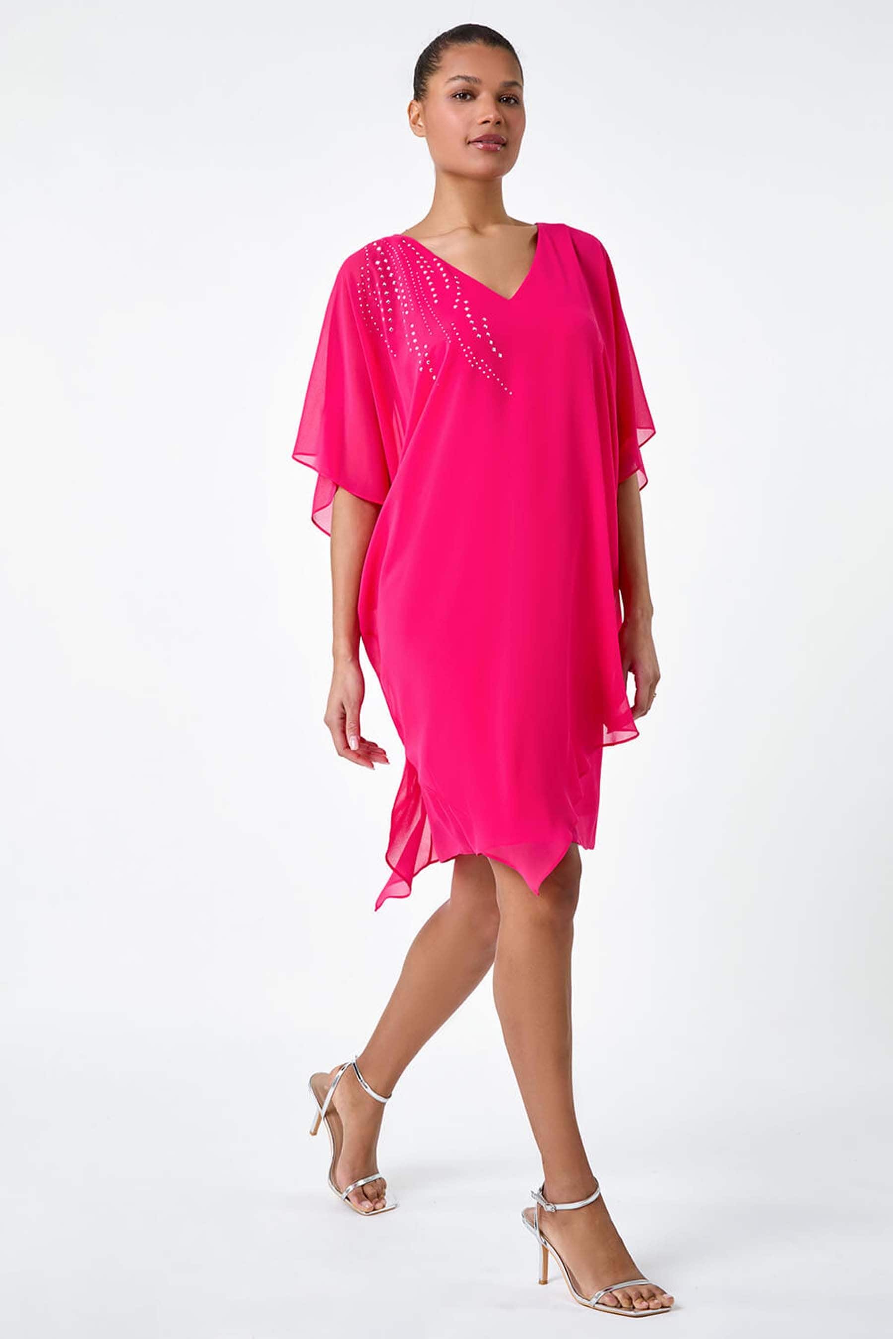 Buy Roman Pink Embellished Cold Shoulder Overlay Dress from the Next UK online shop