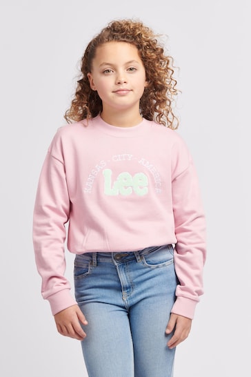 Lee Girls Pink Kansas Graphic Crew Sweatshirt