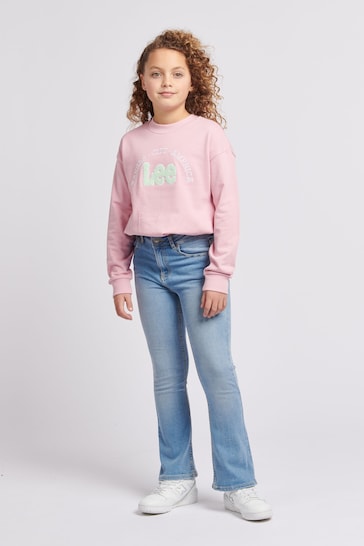Lee Girls Pink Kansas Graphic Crew Sweatshirt
