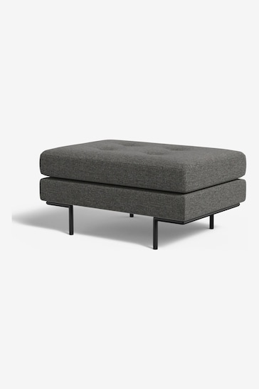 MADE.COM Textured Weave Stone Grey Harlow Footstool