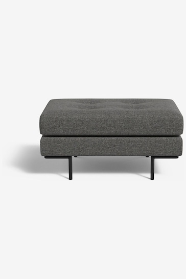 MADE.COM Textured Weave Stone Grey Harlow Footstool