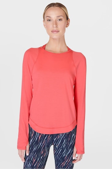 Sweaty Betty Coral Pink Breathe Easy Sleeve Top