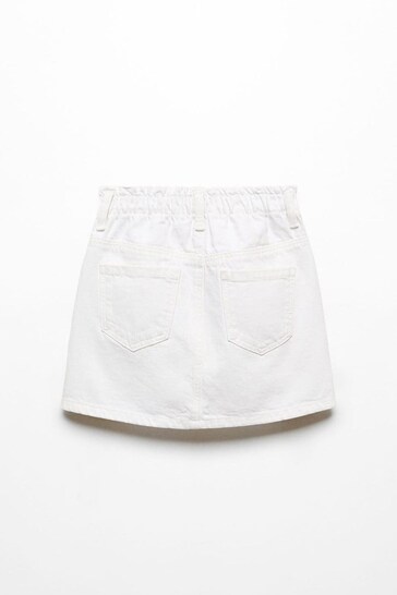 Mango Paperbag Denim White Skirt
