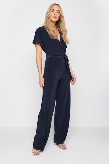 Long Tall Sally Blue V-Neck Wrap Jumpsuit