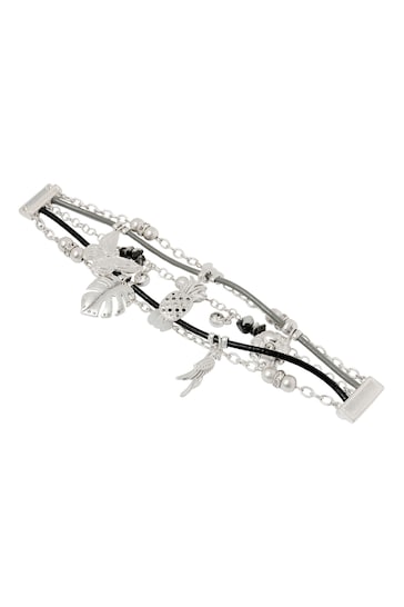 Bibi Bijoux Silver Tone Safari Layered Cuff Bracelet