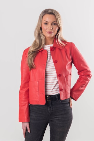 Lakeland Leather Pink Kendal Collared Leather Jacket