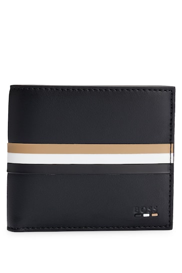 BOSS Black Faux-Leather Wallet With Signature Stripe