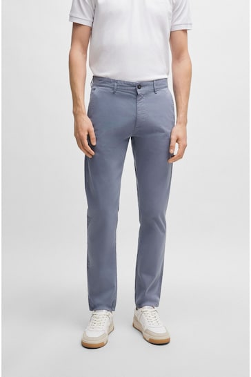 BOSS Blue Slim Fit Stretch Cotton Trousers