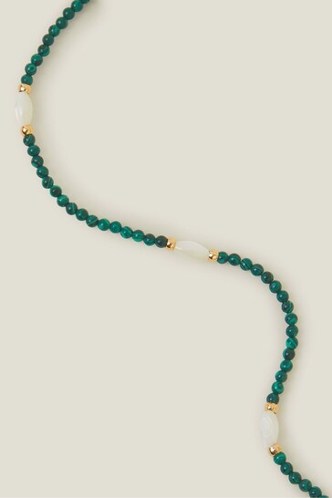 Accessorize Green 14ct Gold-Plated Pearl Station Necklace