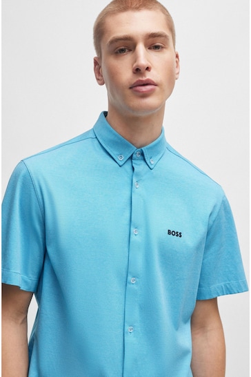 BOSS Blue Regular-Fit Shirt in Cotton Piqué Jersey