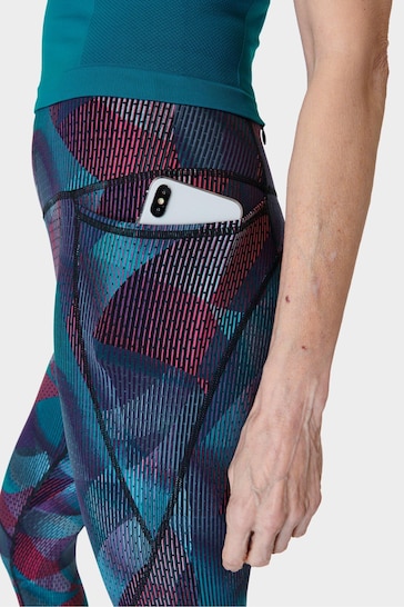Sweaty Betty Grey Gradient Shapes Print 7/8 Length Power Workout Leggings