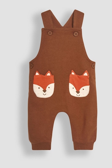 JoJo Maman Bébé Toffee Fox Applique Pocket Dungarees And Top Set