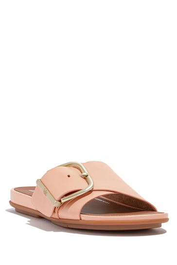 FitFlop Pink Gracie Maxi Buckle Leather Slides
