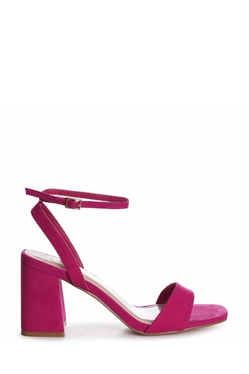 Linzi Pink Tara Faux Suede Barely There Block Heeled Sandals