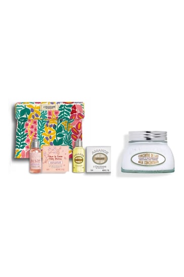 L'Occitane Almond Milk Concentrate 200ml and Cherry Blossom and Almond Gift Set (Worth £59)