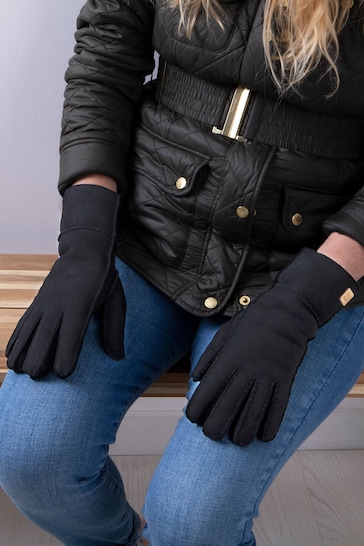 Just Sheepskin Black Ladies Charlotte Gloves