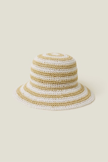 Accessorize Natural Stripe Bucket Hat
