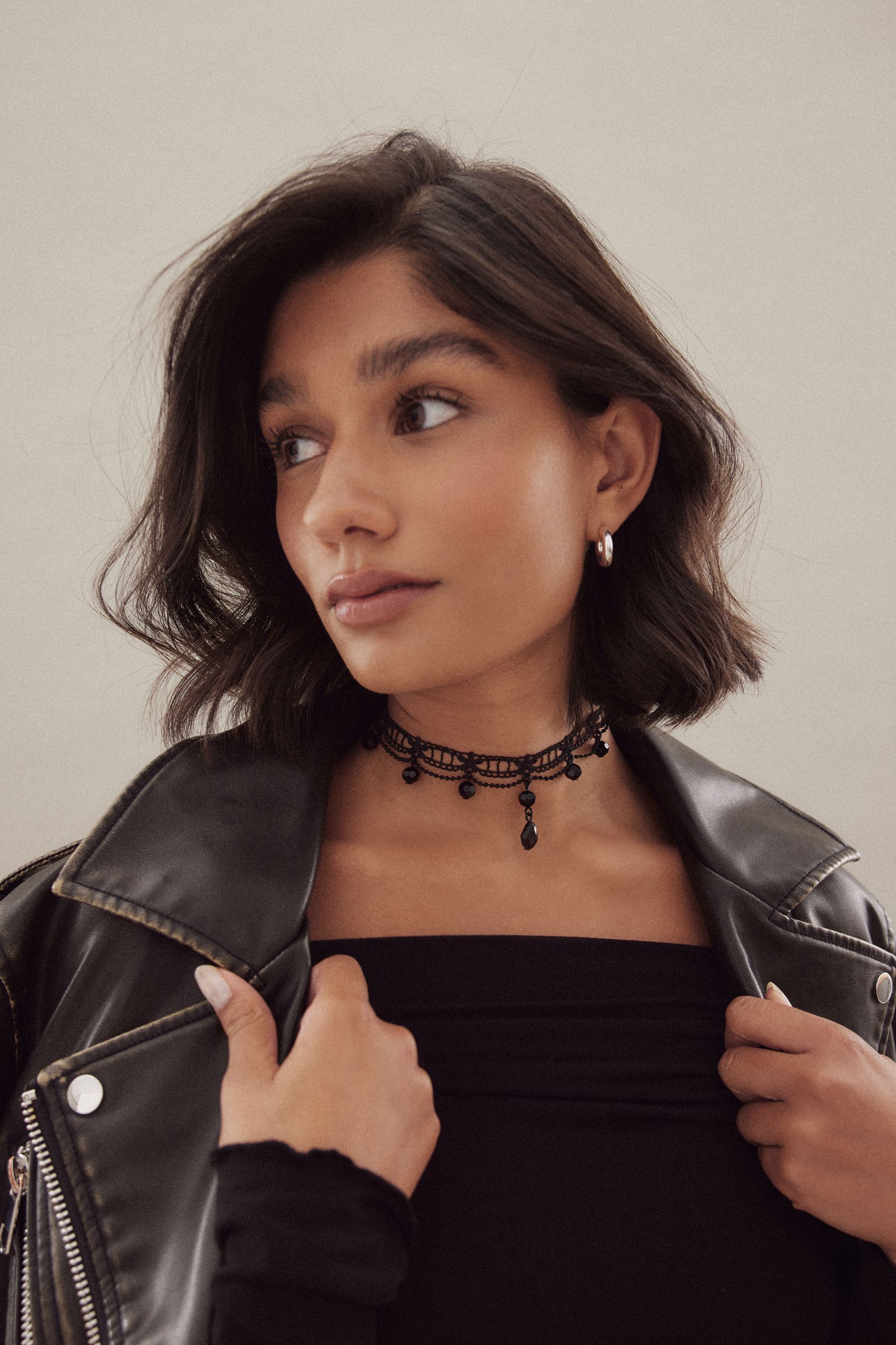 Buy Black Lace Stone Drop Choker Necklace from the Next UK online shop