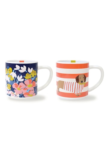 Joules Bright Side 2 Stackable Ceramic Mugs 2 Designs