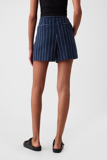Gap Blue Stripe 4" Linen Cotton Everyday Shorts