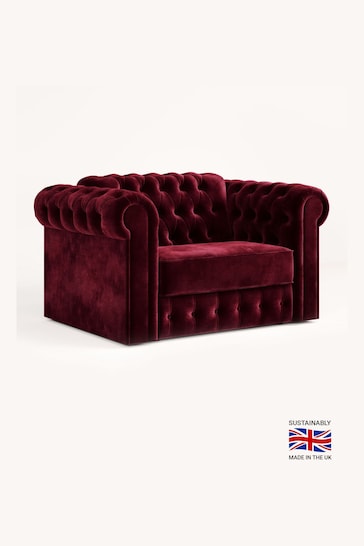Jay-Be Luxe Velvet Shiraz Red Chesterfield Snuggle Sofa Bed
