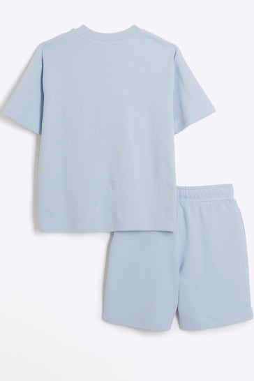 River Island Blue Boys RR T-Shirt and Shorts Set