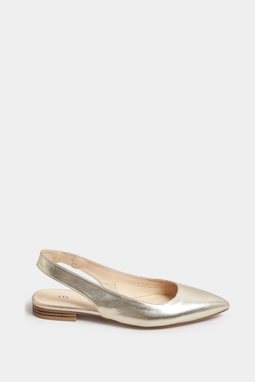 Long Tall Sally Gold Flat Point Slingback Shoes