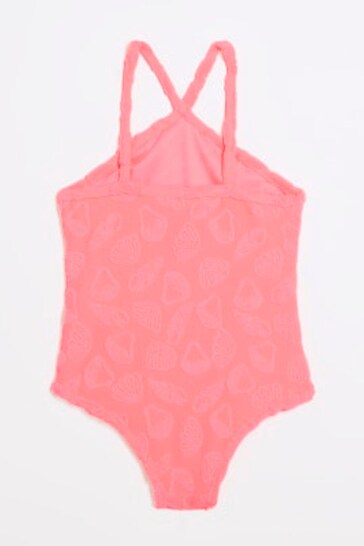 River Island Pink Girls Towelling Halter Swimsuit