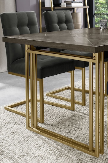 Bentley Designs Fumed Oak Brass Athena 6-8 Extension Dining Table