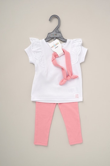 Lily & Jack Pink Ribbed Top Leggings And Headband Outfit Set 3 Piece