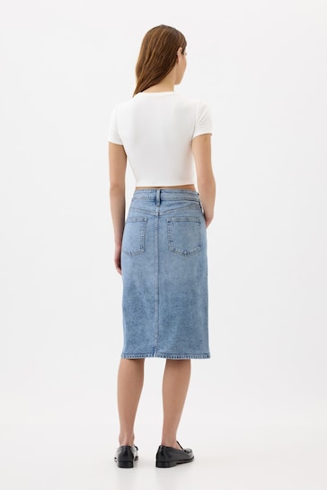 Gap Blue Denim Midi Skirt