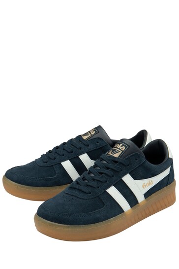 Gola Blue Mens Grandslam Suede Lace-Up Trainers