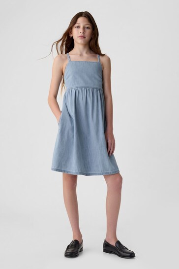 Gap Blue Denim Square Neck Tank Dress