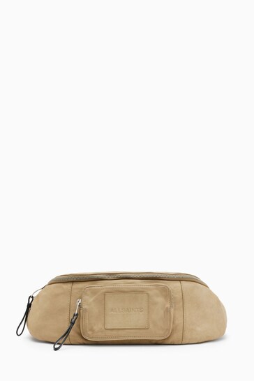 AllSaints Cream Washed Leather Bumbag