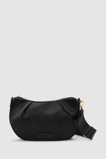 Reiss Black Frances Adjustable Strap Cross Body Bag